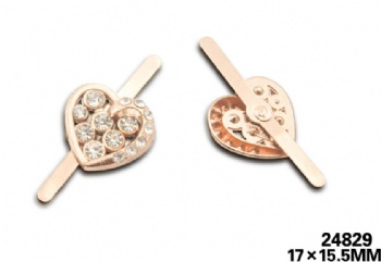 Custom metal heart shaped rhinestone clip decorative accessories